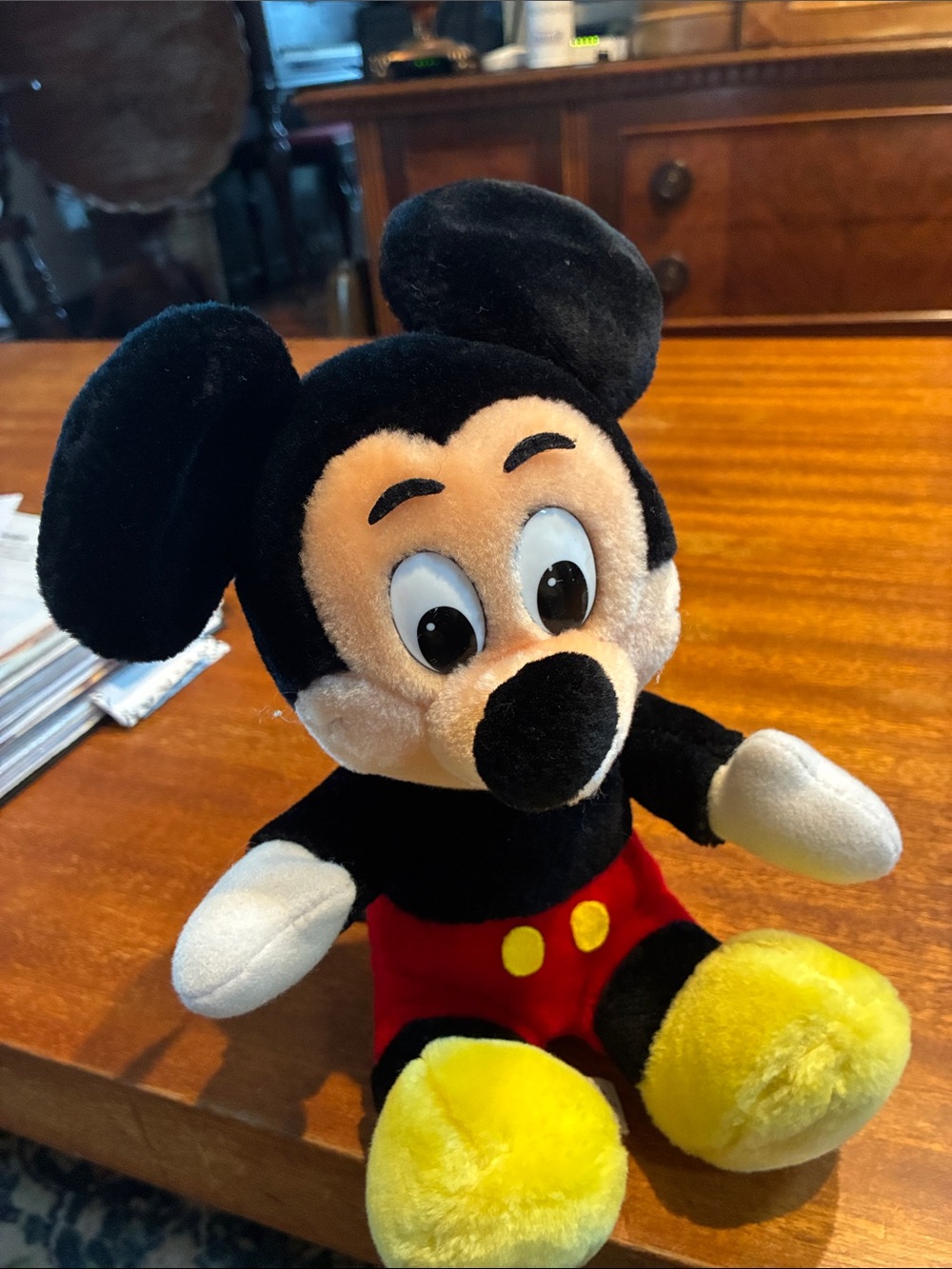 Classic Mickey Mouse. Black & Red Plush Mouse Toy - Soft Kids Stuffed Animal